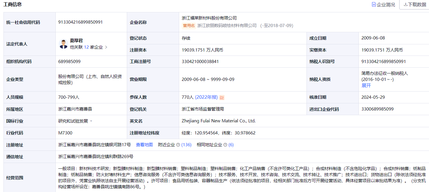 债券数据:浙江福莱新材料股份新增债券公告
